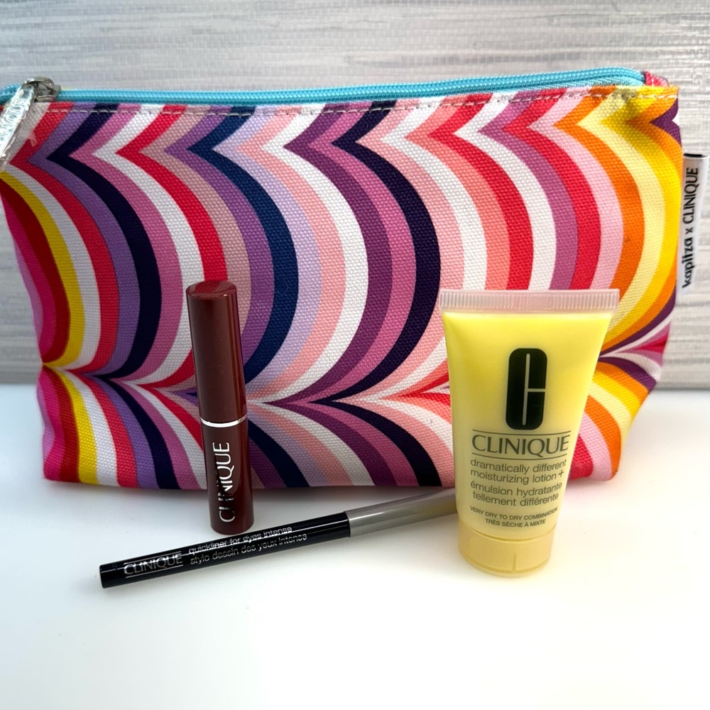 Clinique bag and makeup